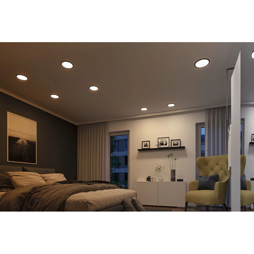 Paulmann 93102 - LED/16W IP44 Kupaonsko ugradno stropno svjetlo AREO 230V 2000/3000/4000K Ø 23 cm crno