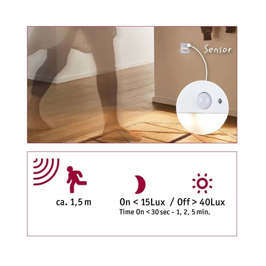 Paulmann 93133 - LED/1,2W Stepenišno svjetlo sa senzorom EDGE 230V bijela