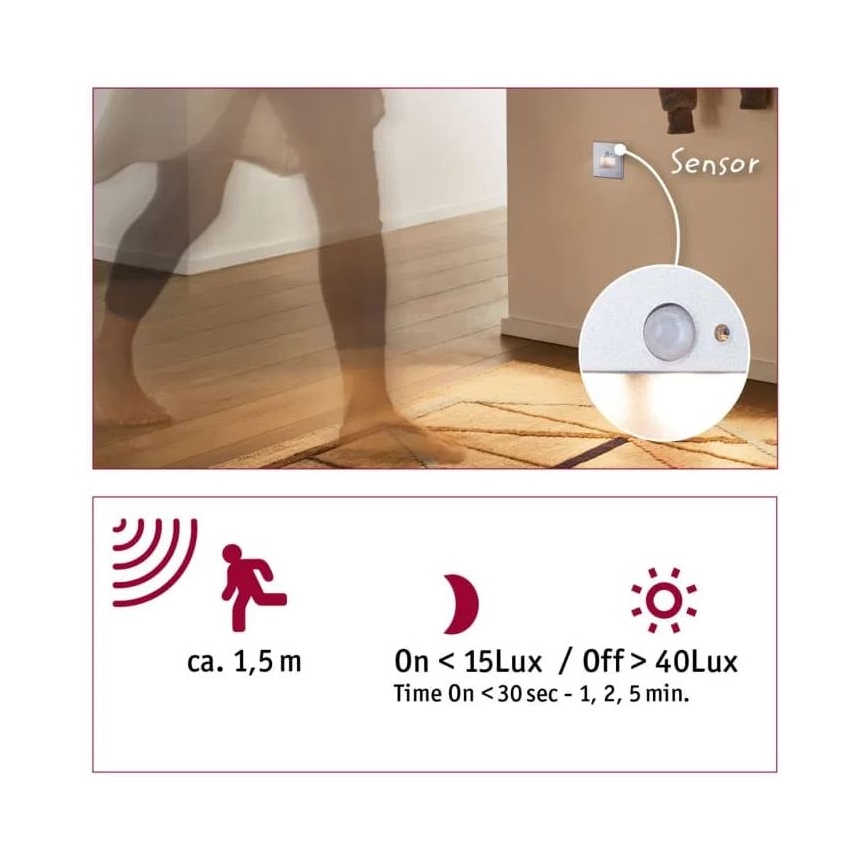 Paulmann 93134 - LED/1,2W Stepenišno svjetlo sa senzorom EDGE 230V mat krom