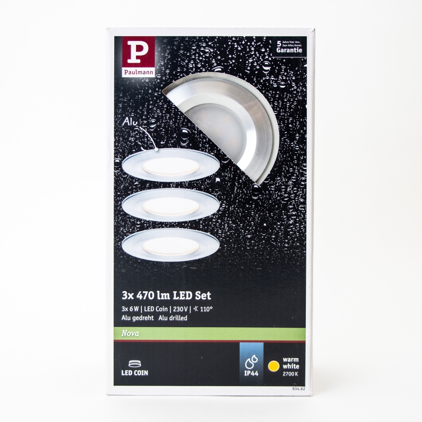 Paulmann 93462 - SET 3xLED/6W  IP44 Ugradbena svjetiljka za kupaonicu NOVA 230V