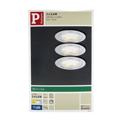 Paulmann 93571 - SET 3xLED/5,6W Prigušiva ugradbena svjetiljka 230V