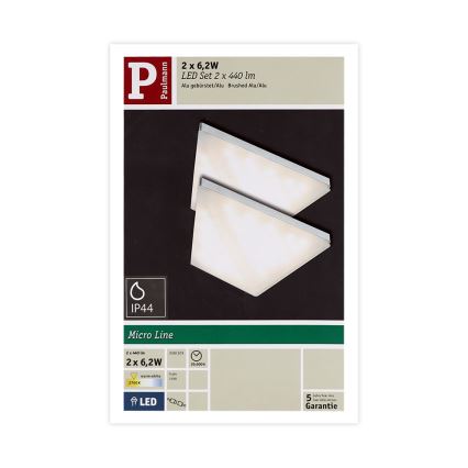 Paulmann 93584 - SET 2xLED/6,2W IP44 Rasvjeta za namještaj KITE 230V