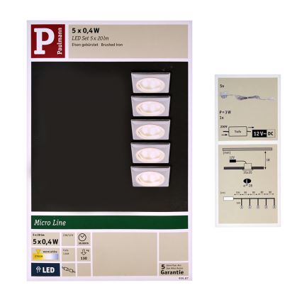 Paulmann 93587 - SET 5xLED/0,4W Ugradbena svjetiljka 12V/230V 2700K