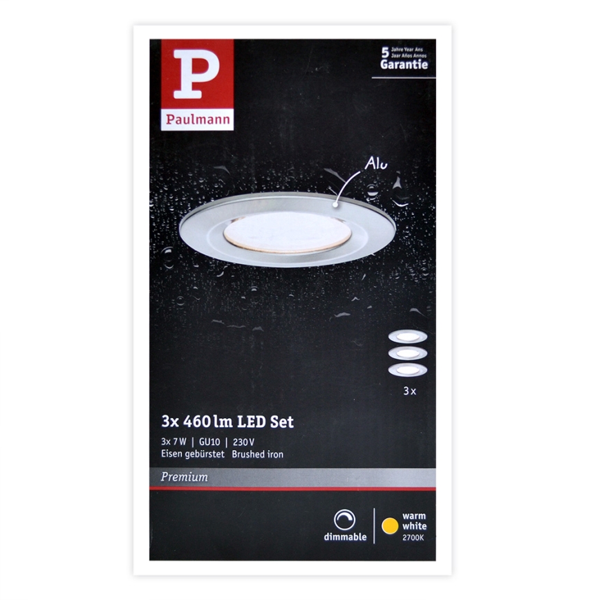 Paulmann 93599 - SET 3x LED GU10/7W IP44 Prigušiva svjetiljka za kupaonicu NOVA 230V