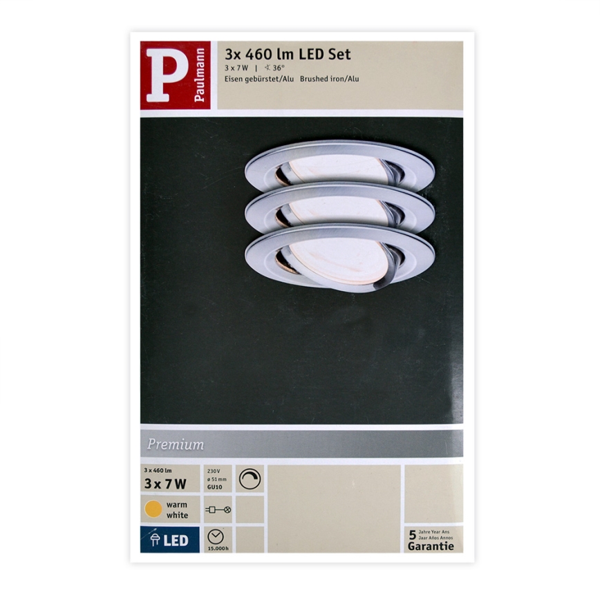 Paulmann 93607 - SET 3x LED GU10/7W IP23 Prigušiva svjetiljka za kupaonicu NOVA 230V