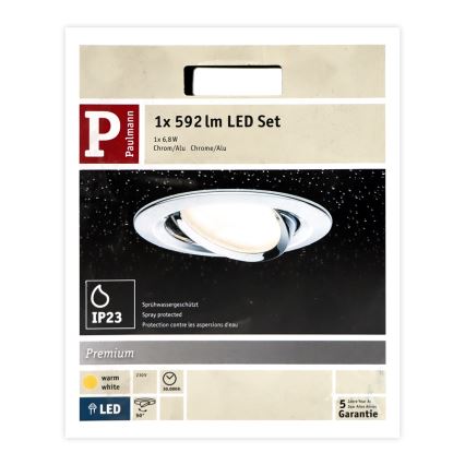 Paulmann 93867 - LED/6,8W IP23 Ugradno svjetlo za kupaonicu COIN 230V