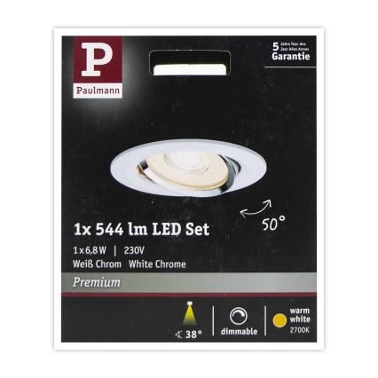 Paulmann 93945 - LED/6,8W IP23 Prigušiva ugradbena svjetiljka za kupaonicu COIN 230V