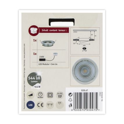 Paulmann 93947 - LED/6,8W IP23 Prigušiva ugradbena svjetiljka za kupaonicu COIN 230V