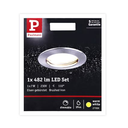 Paulmann 93957 - 1xLED/7W IP44 Prigušiva svjetiljka za kupaonicu COIN 230V