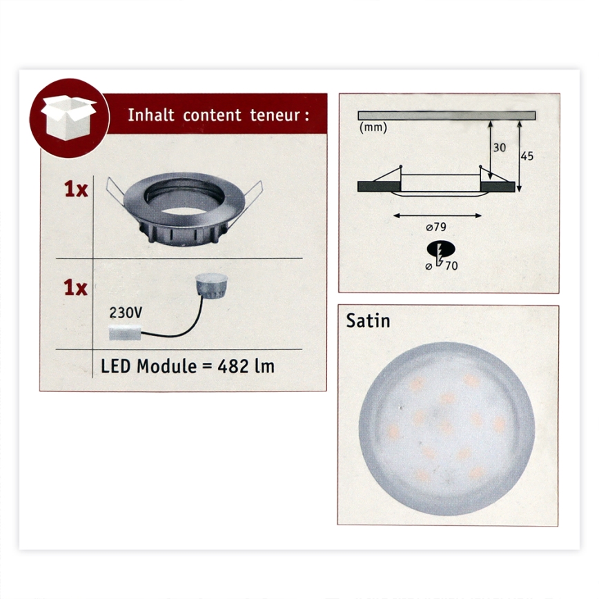 Paulmann 93957 - 1xLED/7W IP44 Prigušiva svjetiljka za kupaonicu COIN 230V