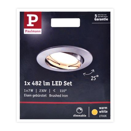 Paulmann 93963 - LED/7W IP23 Koupelnové s mogućnošću prigušivanja ugradbena svjetiljka COIN 230V