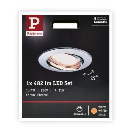 Paulmann 93965 - LED/7W Prigušiva svjetiljka za kupaonicu COIN 230V