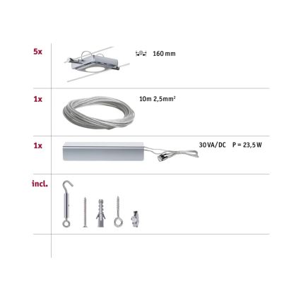 Paulmann 94108 - SET 5xLED/4,3W Reflektorska svjetiljka za tračni sustav MAC 230V mat krom