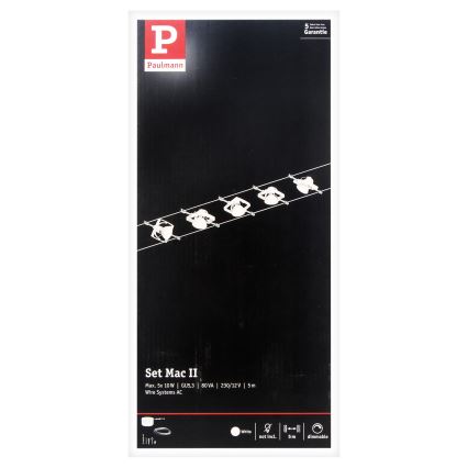 Paulmann 94134 - SET 5xGU5,3/10W Kompletan kabelski sustav MAC 230V bijela