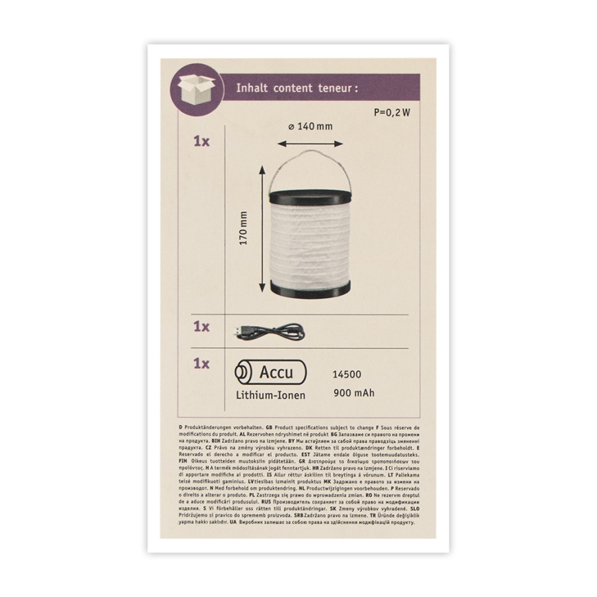 Paulmann 94169 - LED/0,2W IP44 Vanjska dekorativna svjetiljka MOBILE 3,7V 900 mAh