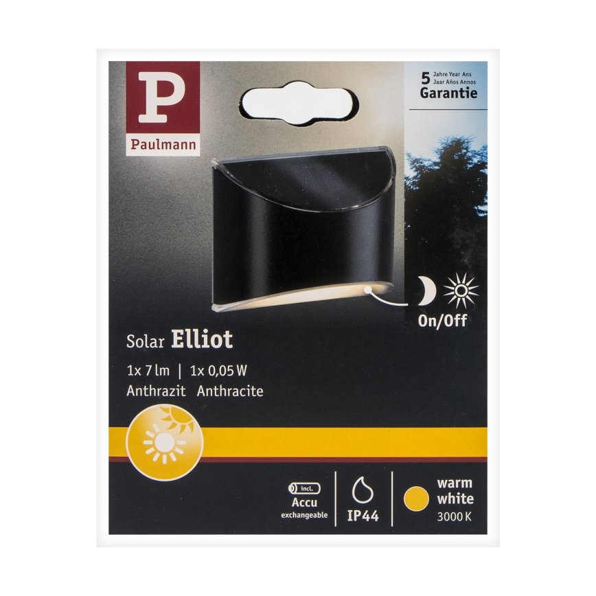 Paulmann 94233 - LED/0,05W IP44 Solarna zidna svjetiljka ELLIOT 1,2V 400 mAh