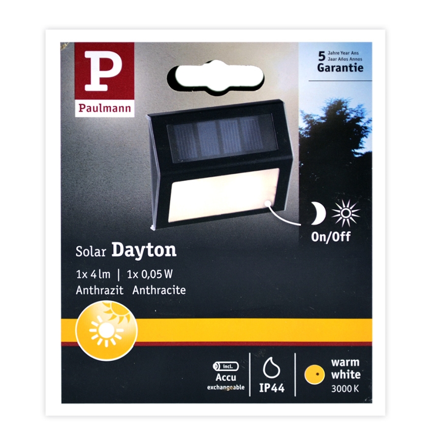 Paulmann 94234 - LED/0,05W IP44 Vanjska solarna svjetiljka sa senzorom DAYTON 1,2V 400 mAh