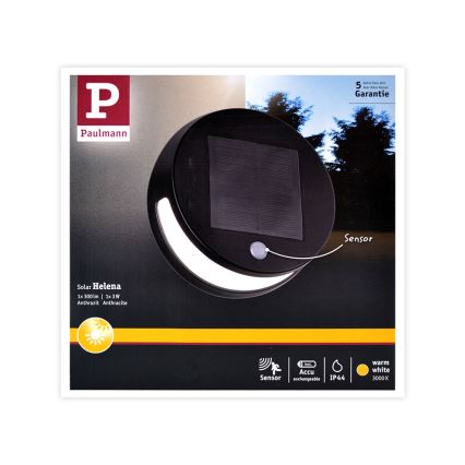 Paulmann 94265 - LED/3W IP44 Vanjska solarna svjetiljka sa senzorom HELENA 3,7V 1800 mAh