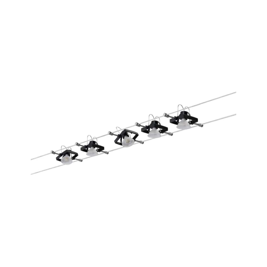 Paulmann 94290 - SET 5xGU5,3/10W Reflektorska svjetiljka za sustav sajli MAC 230V crna