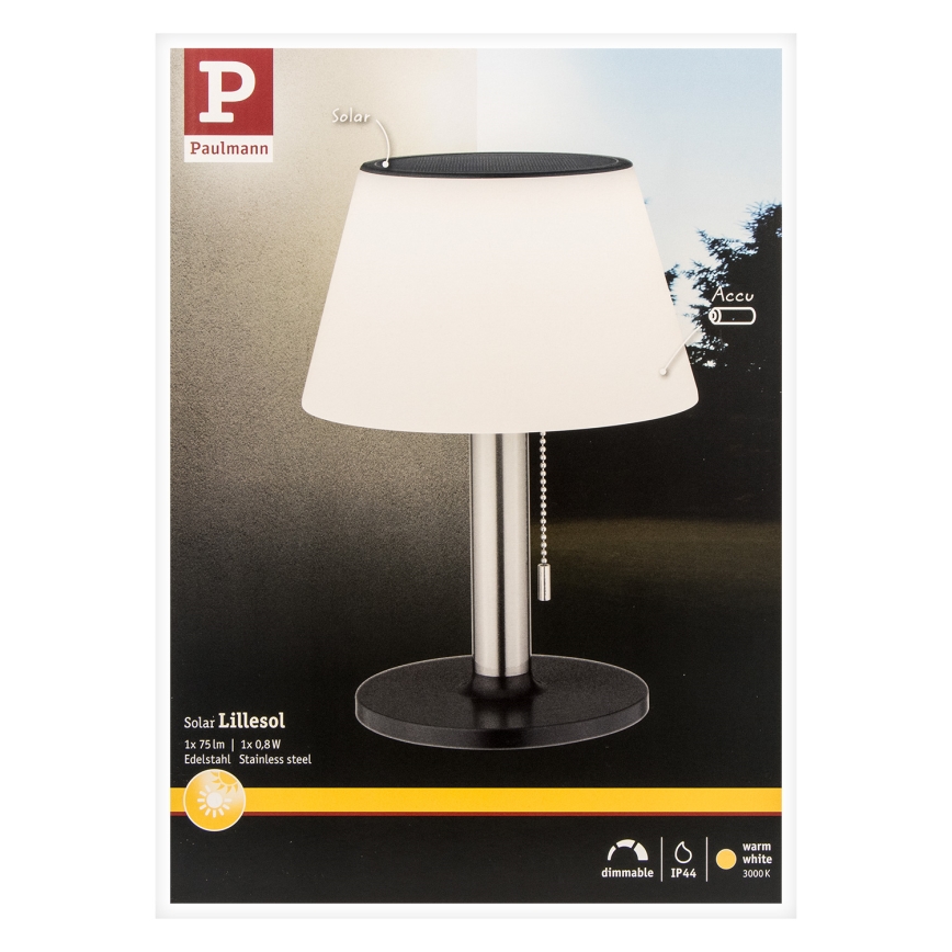 Paulmann 94309 - LED/0,8W IP44 Prigušiva solarna lampa LILLESOL 3,7V 2000 mAh
