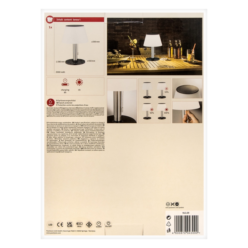 Paulmann 94309 - LED/0,8W IP44 Prigušiva solarna lampa LILLESOL 3,7V 2000 mAh
