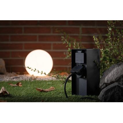 Paulmann 94315 - Vanjski stup za utičnice s sumrak senzorom RIO 3Z SCHUKO 230V IP44
