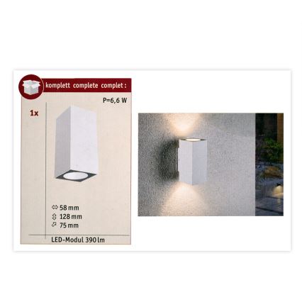 Paulmann 94330 - 2xLED/2,8W IP44 Vanjska zidna svjetiljka FLAME 230V bijela