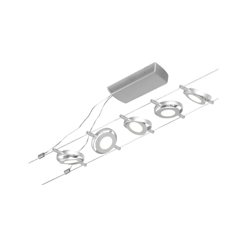 Paulmann 94414 - SET 5xLED/4,5W Reflektorska svjetiljka za sustav sajli ROUNDMAC 230V sjajni krom