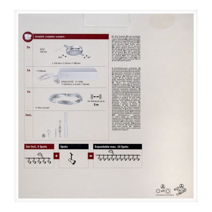 Paulmann 94414 - SET 5xLED/4,5W Reflektorska svjetiljka za sustav sajli ROUNDMAC 230V sjajni krom
