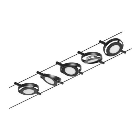 Paulmann 94418 - KOMPLET 5xLED/4,5W Kompletan sustav sa sajlom ROUNDMAC 230V crna