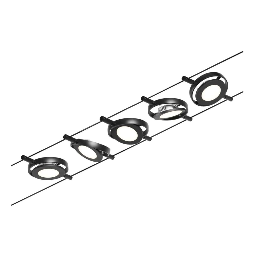 Paulmann 94418 - SET 5xLED/4,5W Reflektorska svjetiljka za sustav sajli ROUNDMAC 230V crna