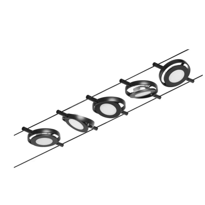 Paulmann 94418 - SET 5xLED/4,5W Reflektorska svjetiljka za sustav sajli ROUNDMAC 230V crna