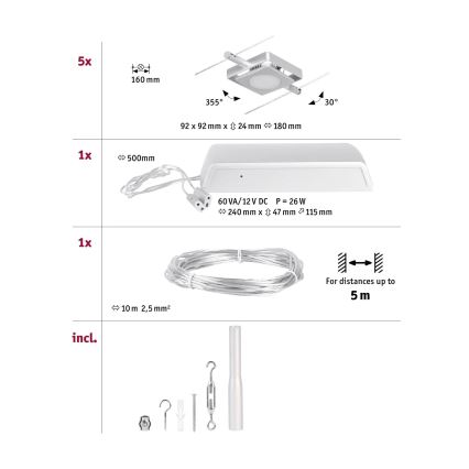 Paulmann 94420 - SET 5xLED/4,5W Reflektorska svjetiljka za tračni sustav MAC 230V mat krom