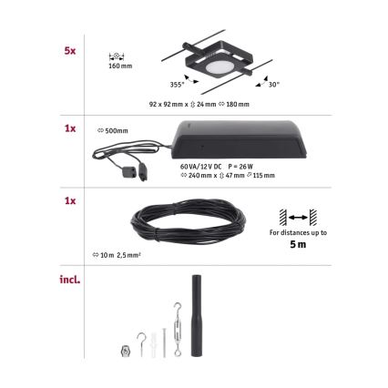 Paulmann 94424 - SET 5xLED/4,5W Reflektor za kabelski sustav MAC 230V