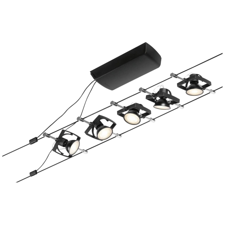 Paulmann 94434 - SET 5xGU5,3/10W Reflektorska svjetiljka za sustav sajli MAC 230V crna