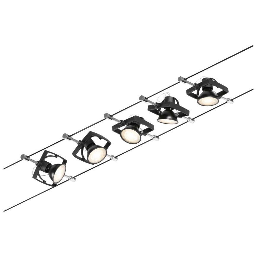 Paulmann 94434 - SET 5xGU5,3/10W Reflektorska svjetiljka za sustav sajli MAC 230V crna