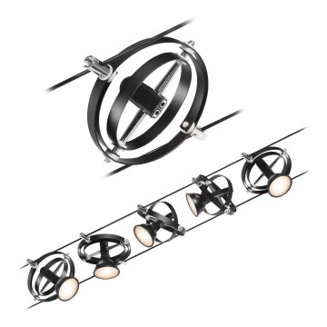 Paulmann 94440 - KOMPLET 5xGU5,3/10W Kompletan kabelski sustav CARDAN 230V crne boje