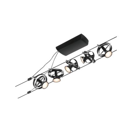 Paulmann 94440 - KOMPLET 5xGU5,3/10W Kompletan kabelski sustav CARDAN 230V crne boje