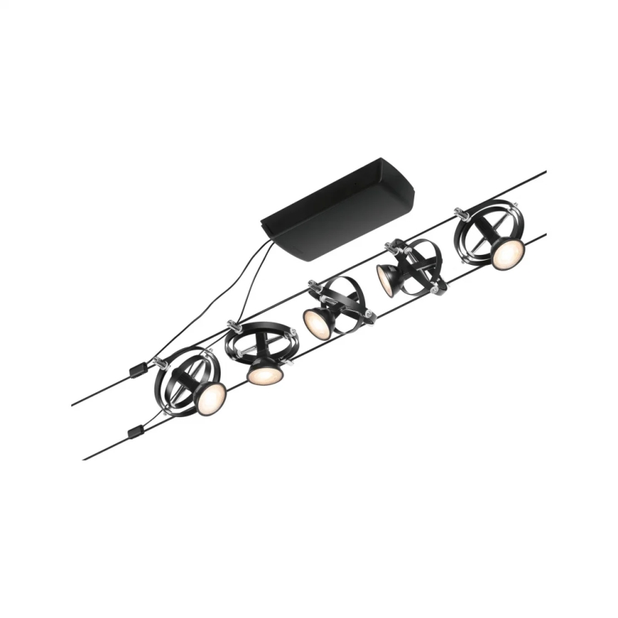 Paulmann 94440 - SET 5xGU5,3/10W Reflektor za kabelski sustav CARDAN 230V crna