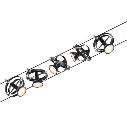 Paulmann 94440 - SET 5xGU5,3/10W Reflektor za kabelski sustav CARDAN 230V crna