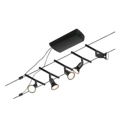 Paulmann 94446 - SET 5xGU5,3/10W Kompletan kabelski sustav SALT 230V crna