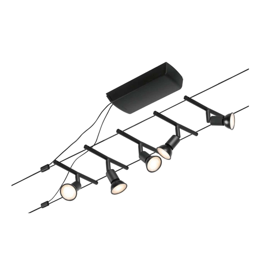 Paulmann 94446 - SET 5xGU5,3/10W Kompletan kabelski sustav SALT 230V crna