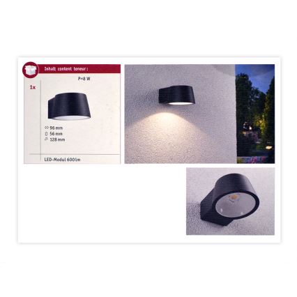 Paulmann 94452 - LED/6W IP44 Vanjska zidna svjetiljka CAPEA 230V