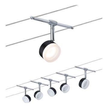 Paulmann 94457 - SET 5x LED/4W spot svjetiljke za kabelski sustav CLEAR 230V crna/sjajni krom