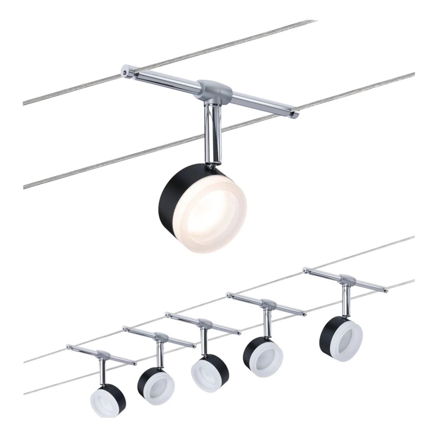Paulmann 94457 - SET 5x LED/4W spot svjetiljke za kabelski sustav CLEAR 230V crna/sjajni krom