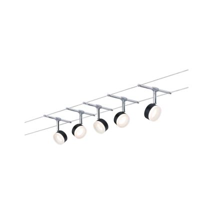 Paulmann 94457 - KOMPLET 5xLED/4W Kompletan sustav na sajli CLEAR 230V crna/sjajni krom