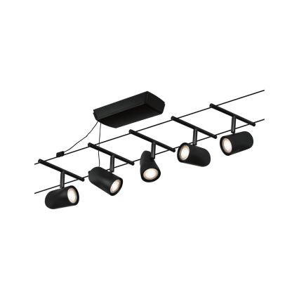 Paulmann 94469 - Komplet 5xGU5,3/10W Kompletan kabelski sustav CUP 230V crna