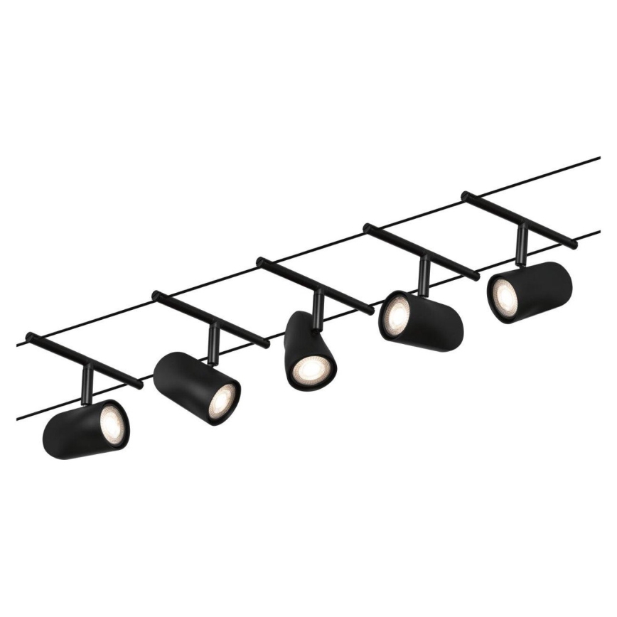 Paulmann 94469 - Komplet 5xGU5,3/10W Kompletan kabelski sustav CUP 230V crna