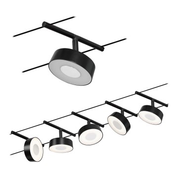 Paulmann 94479 - Komplet 5x LED/5W — potpuni sajlni sustav CIRCLE 230V, crne boje