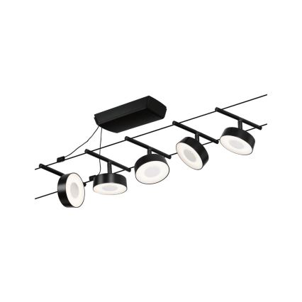 Paulmann 94479 - Komplet 5x LED/5W — potpuni sajlni sustav CIRCLE 230V, crne boje